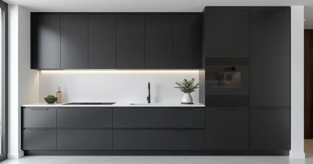 Matte Black Minimalist Cabinets