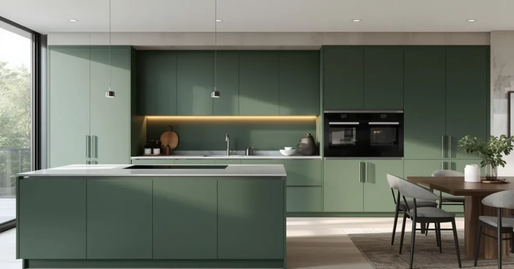 Matte Green Cabinets for Modern Homes