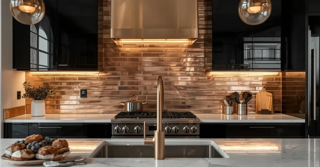 Metallic Subway Tiles That Catch Light