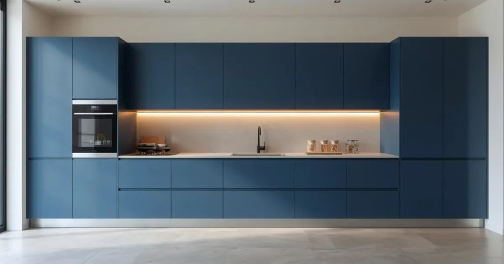Modern Blue Flat-Panel Cabinets