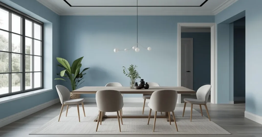 Modern Blue Minimalist Dining Room