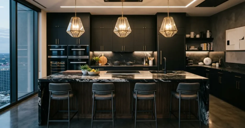 Modern Dark Kitchen Island Design