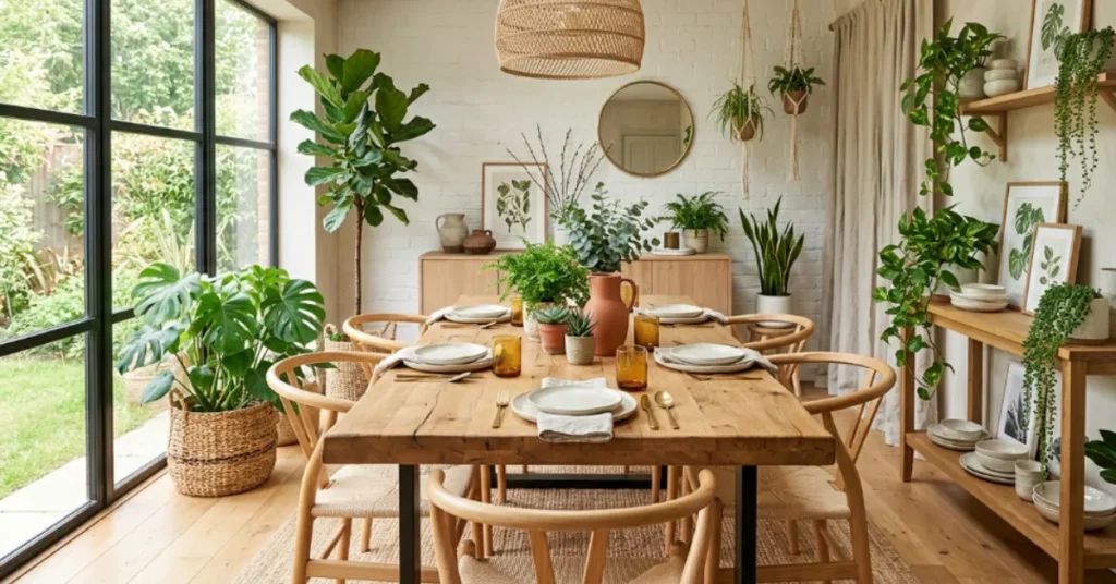 Modern Dining Room with Greenery