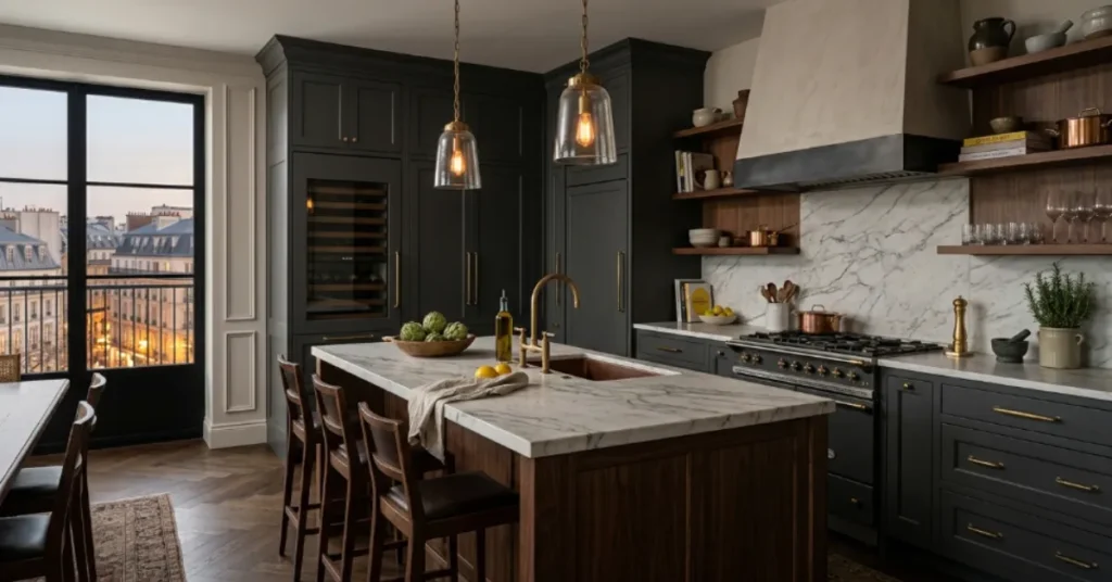 Moody European-Inspired Kitchen