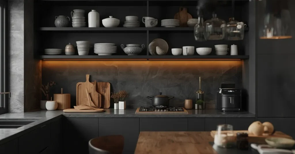 Moody Open Shelving