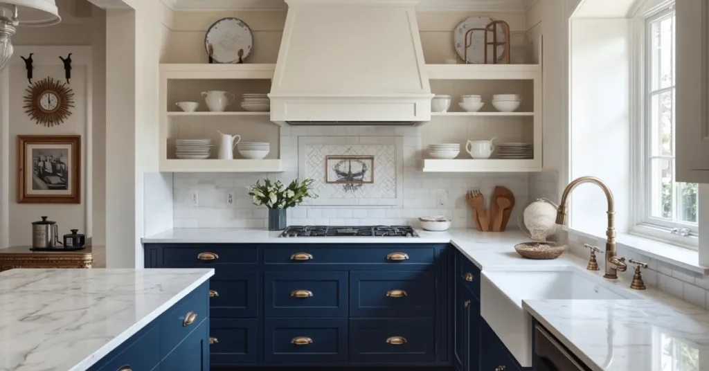 Navy Blue and Creamy White