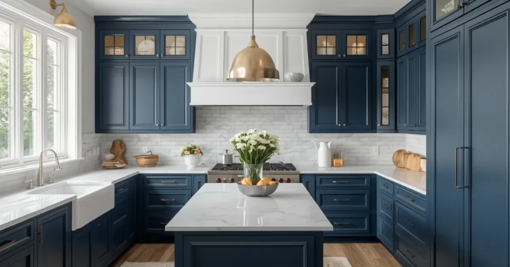 Navy Blue and White Oak Combo