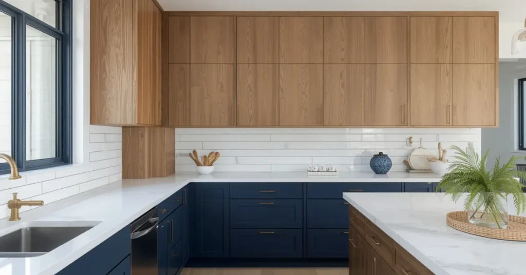 Navy Blue and Wood Grain