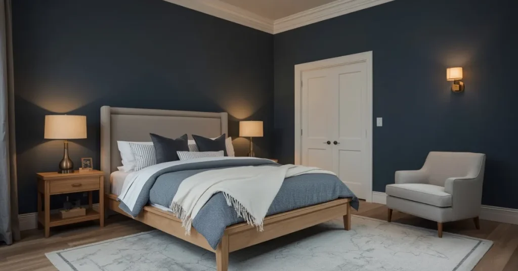 Navy Blue with Warm Lighting