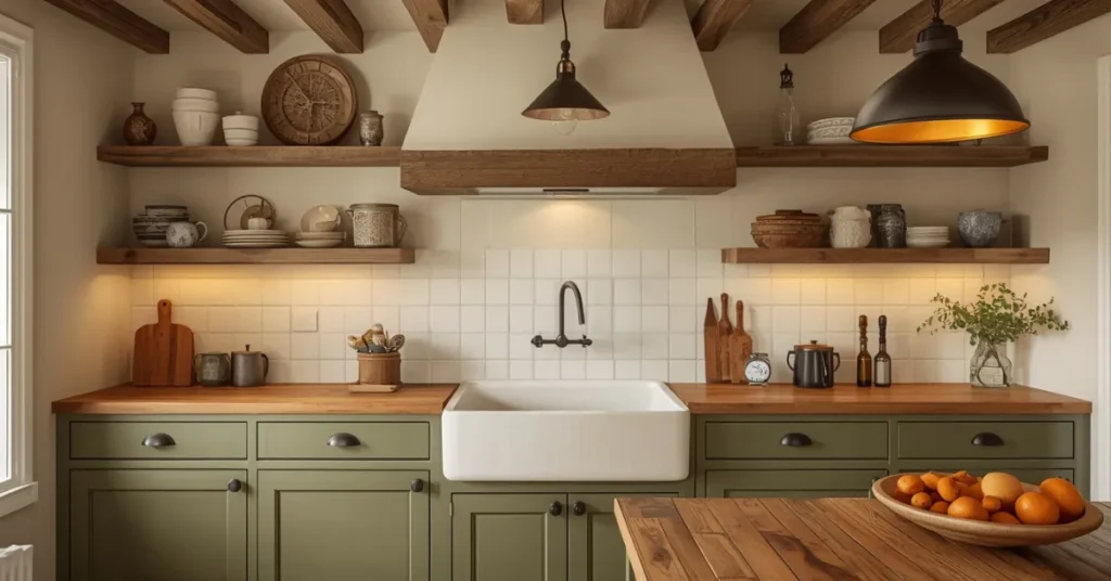 Olive Green Farmhouse Kitchen