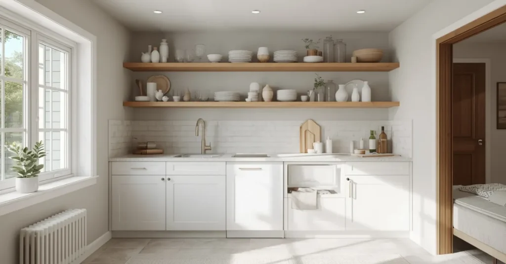 Open Shelf Kitchenette Design