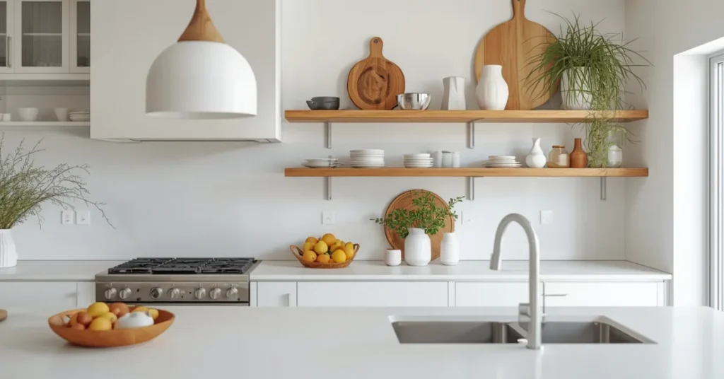  Open Shelf + White Cabinet Combination