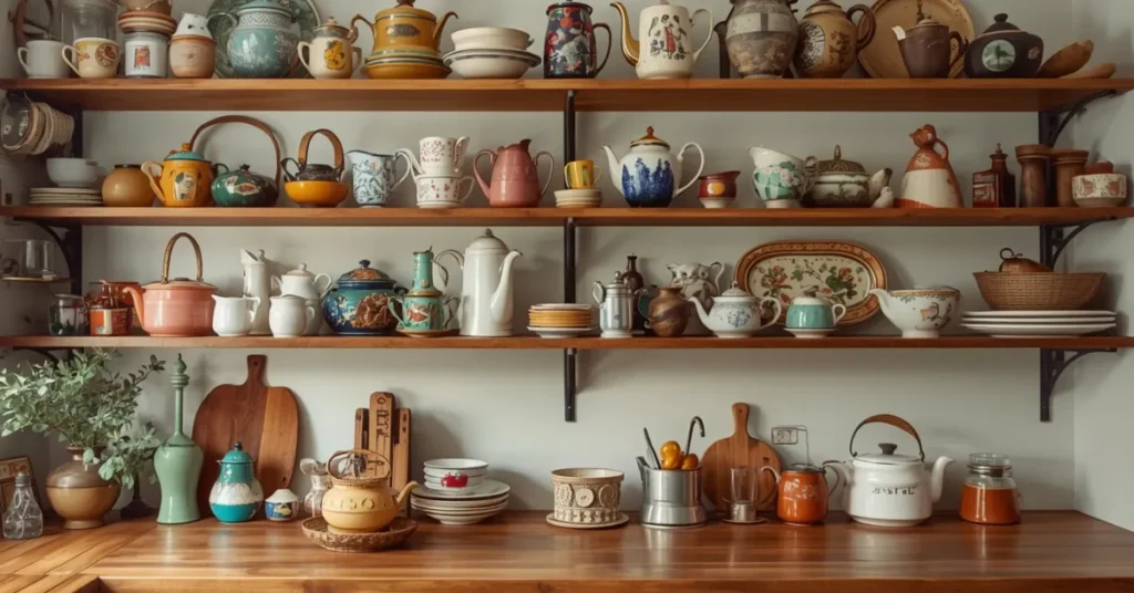 Open Shelves Packed With Collectibles