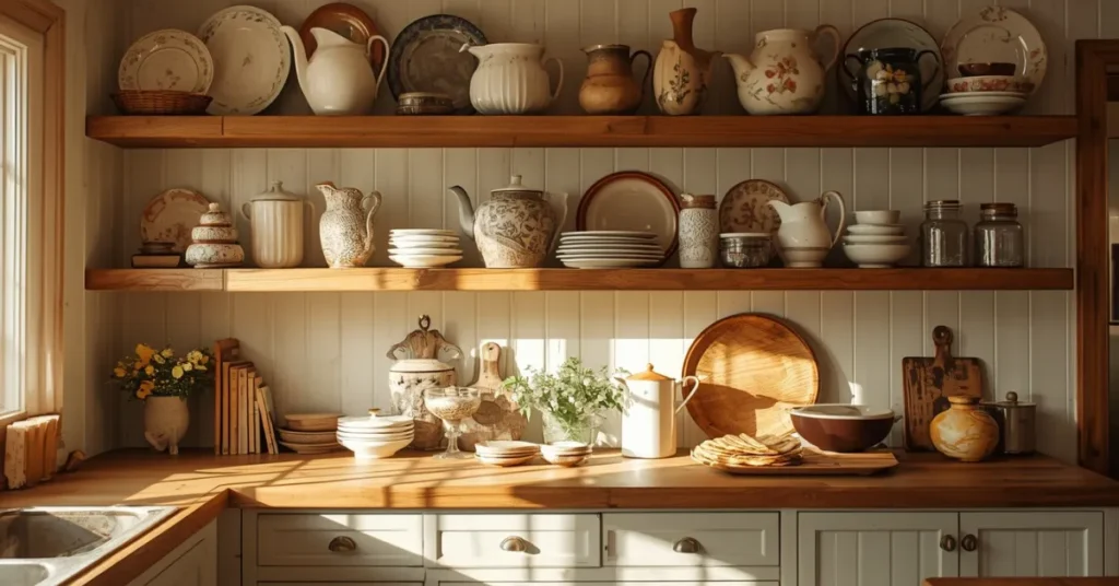 Open Shelving with Vintage Decor
