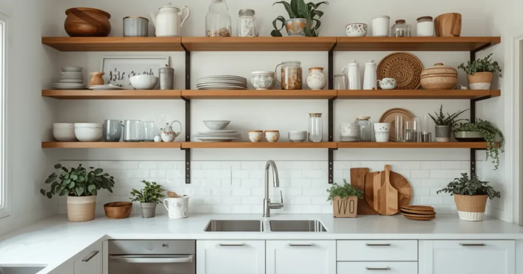 Open Shelving with Vintage Decor