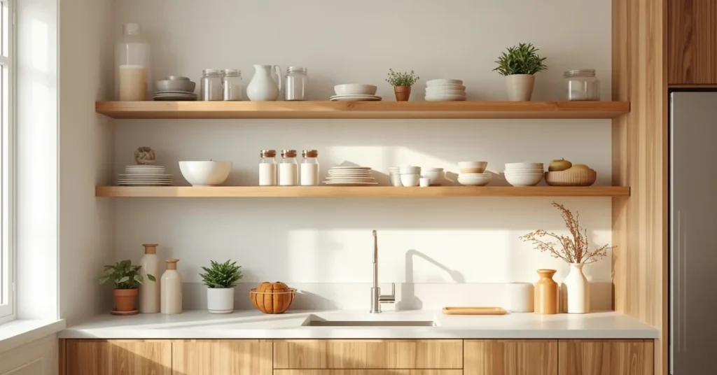 Open Wooden Shelving