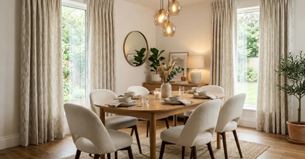 Patterned Neutral Curtains