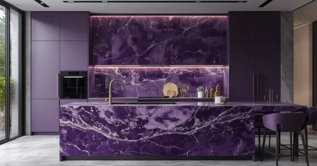 Purple Marble Artistic Kitchen