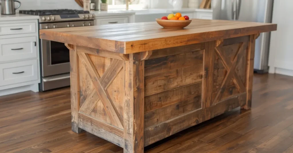 Reclaimed Wood Kitchen Island with Vintage Character