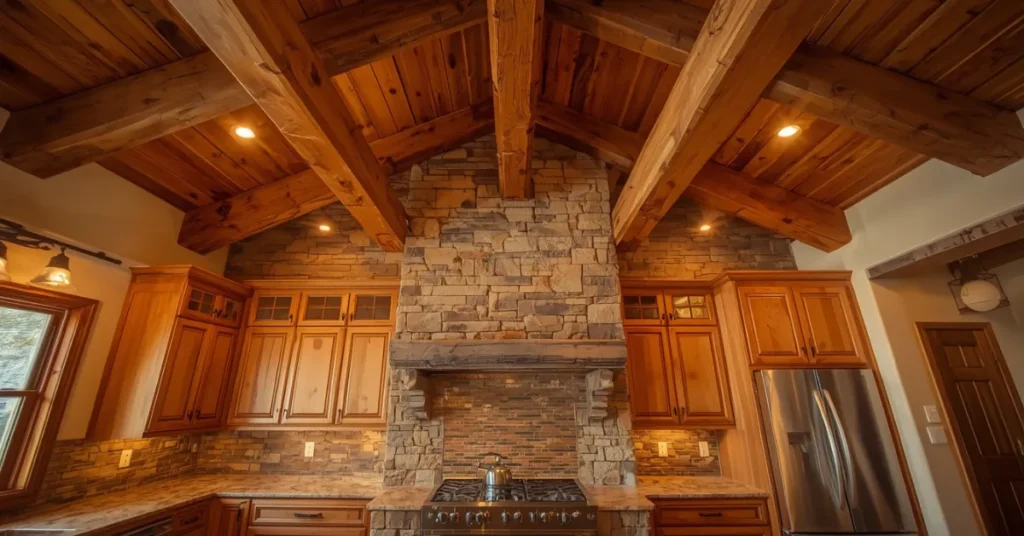Rustic Maple with Exposed Wood Beams
