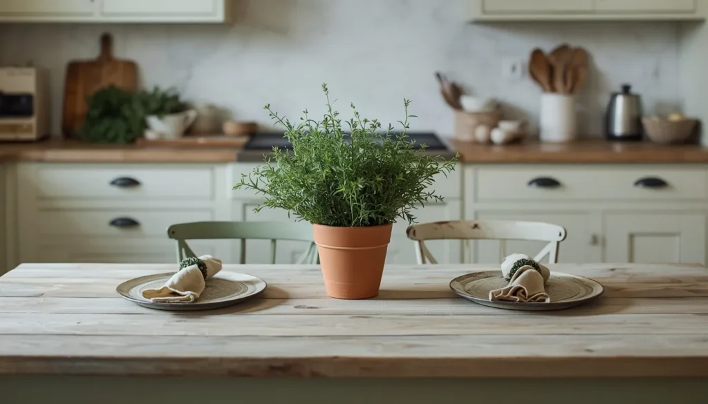 Sage Green Painted Table for a Nature-Inspired Kitchen