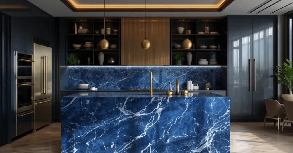 Sapphire Marble Kitchen Design