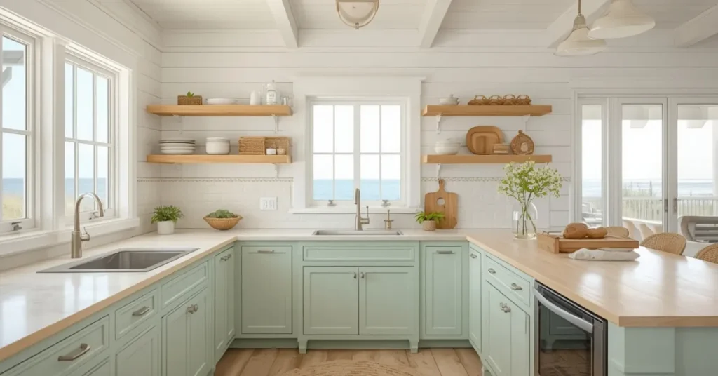 Seafoam Green Beach Kitchen