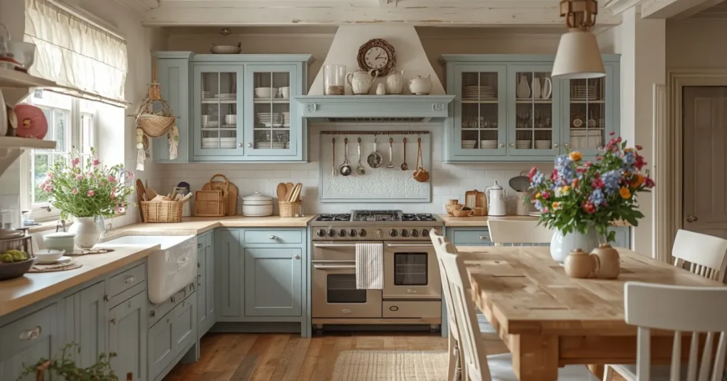 Soft Blue Cottage Kitchen