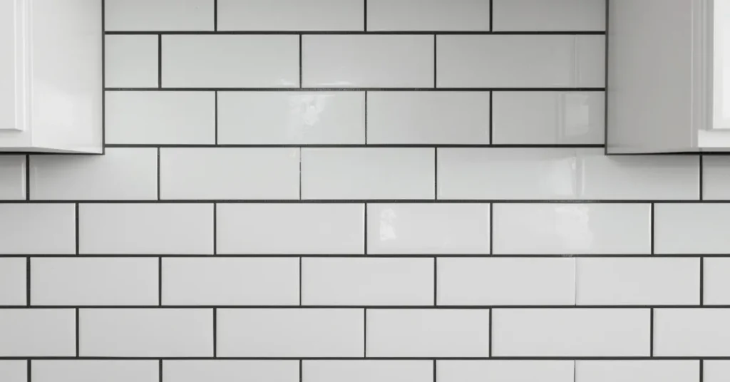 Subway Tile Backsplash with Dark Grout