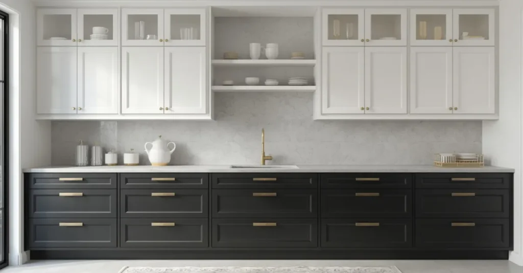 Two-Tone Dark Cabinets (Dark Base, Lighter Top)