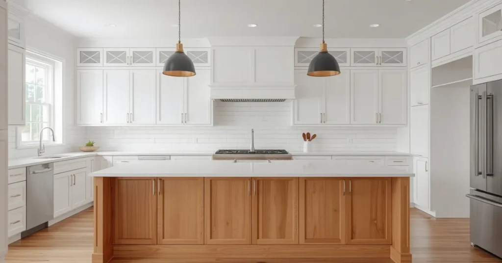 Two-Tone Kitchen: Maple Base with White Uppers
