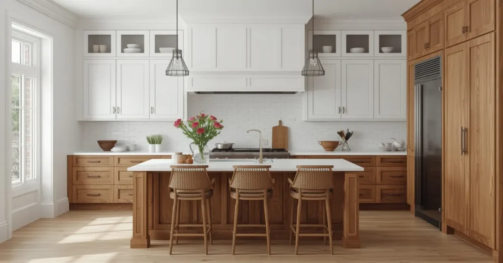 Two-Tone Kitchen with White and Oak