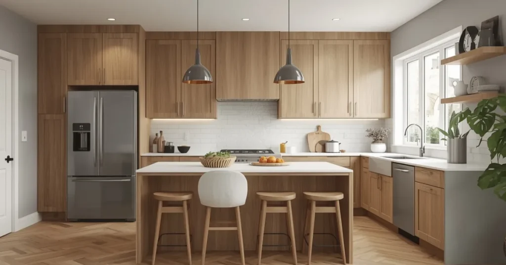 Warm Gray Walls with White Oak