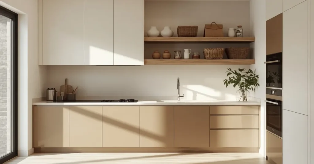  Warm Taupe and Cream – Two Tone Kitchen Cabinet Ideas for Neutral Lovers