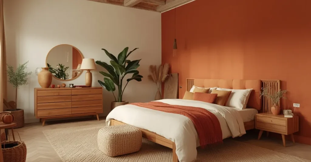 Warm Terracotta and Cream Bedroom