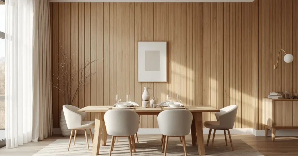 Warm Wood Panel Accent Wall