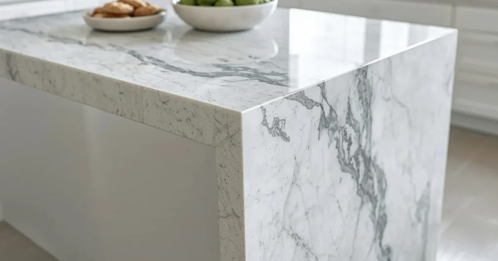 Waterfall Island with a Stone Countertop