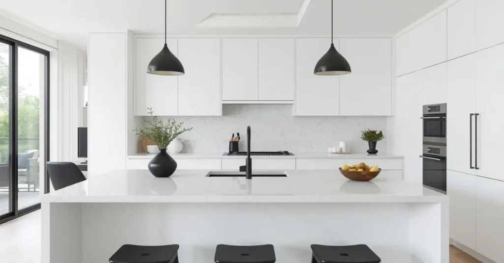 White Cabinets with Black Accents