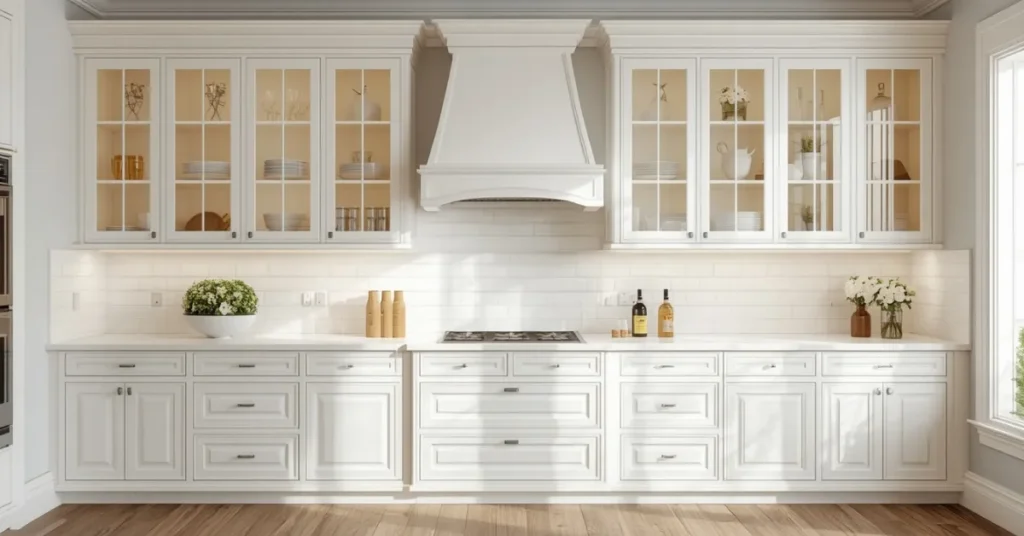White Cabinets with Glass Front Doors