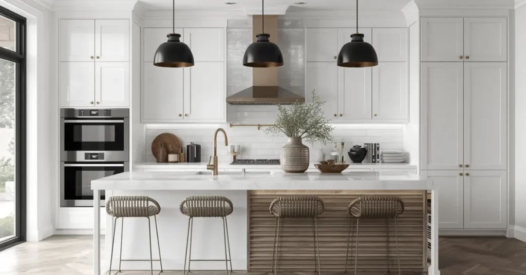  White Kitchen with Mixed Metals