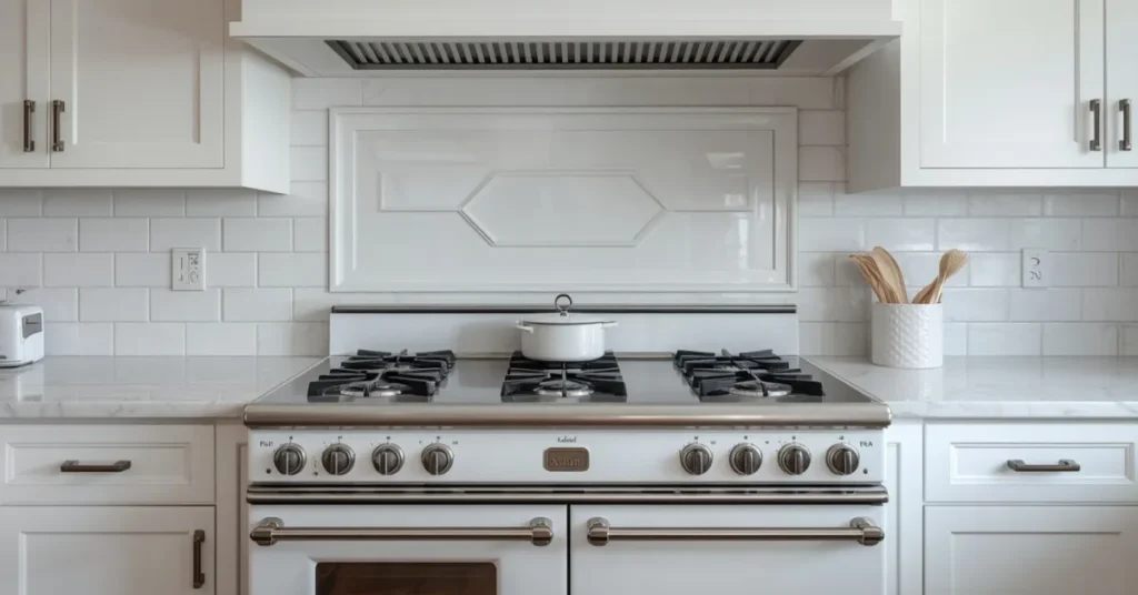 White Range or Cooktop with Stainless Steel Trim