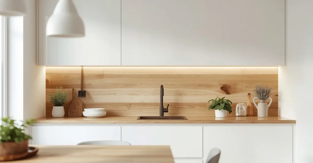 Wood Panel Backsplash Look