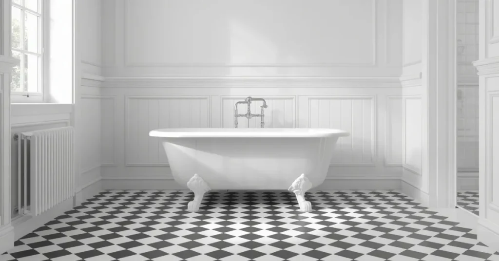 A Timeless Aesthetic Bathroom Idea: Black-and-White Checker Floors