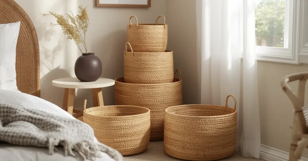 Add Woven Baskets for Stylish Storage