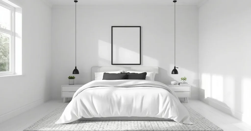 Airy All-White Room with Black Details