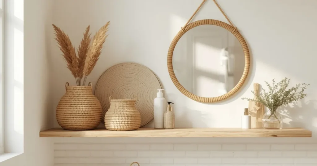 Bathroom Decor Ideas With Woven Rattan Accents