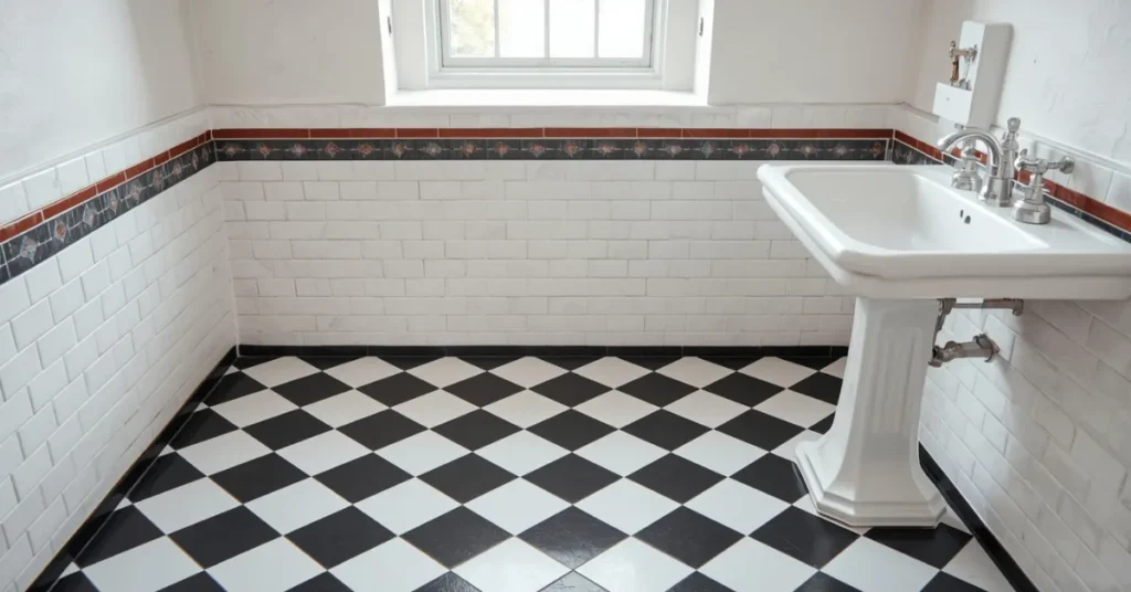 Black and White Checkerboard Floor