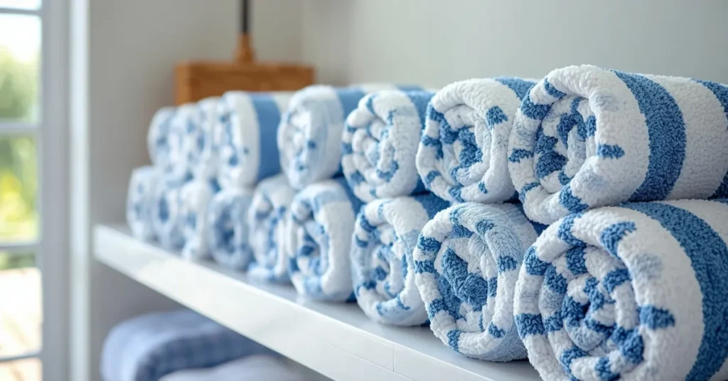 Blue and White Striped Towels
