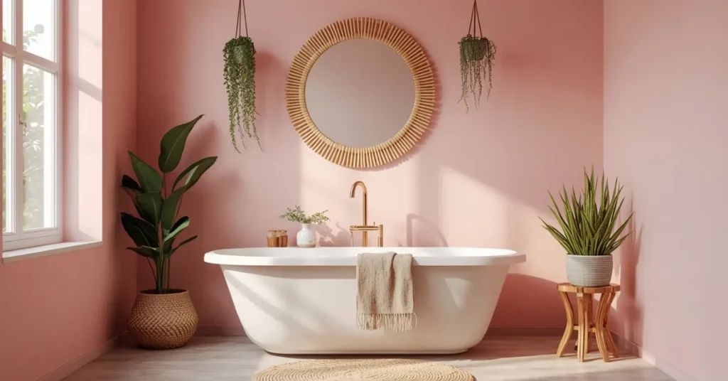 Boho Pink Bathroom Decor