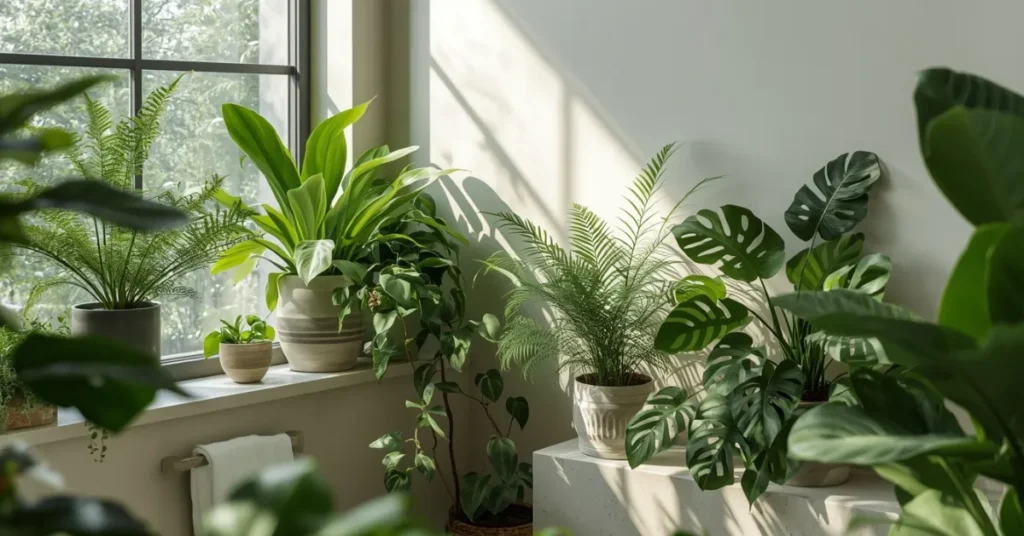 Botanical Green Bathroom with Real Plants